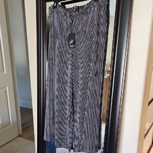 Adrianna Papell Black and White Striped Pants